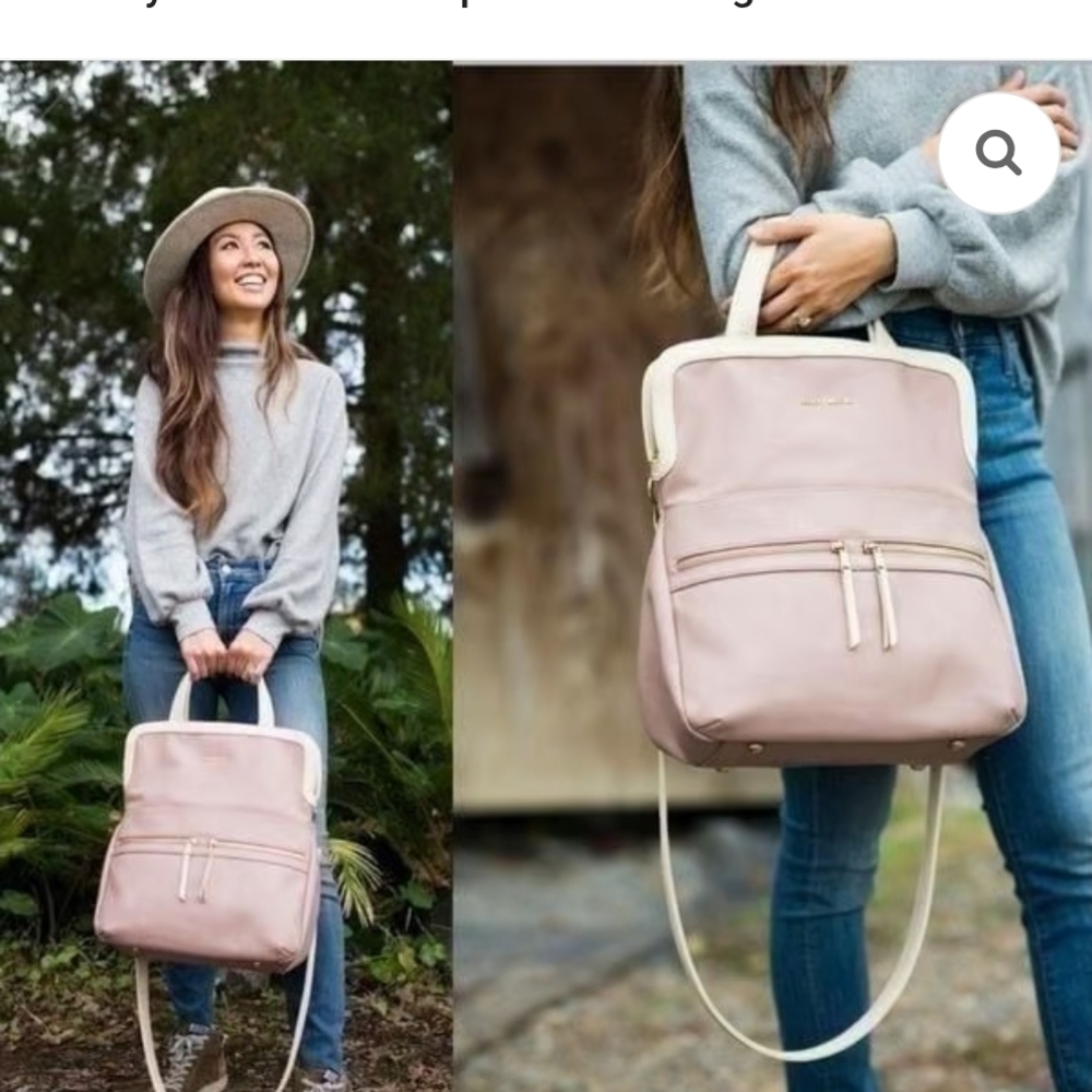 Kelly Moore Pink and Tan Travel Bag with Convertible Design.very Clean.